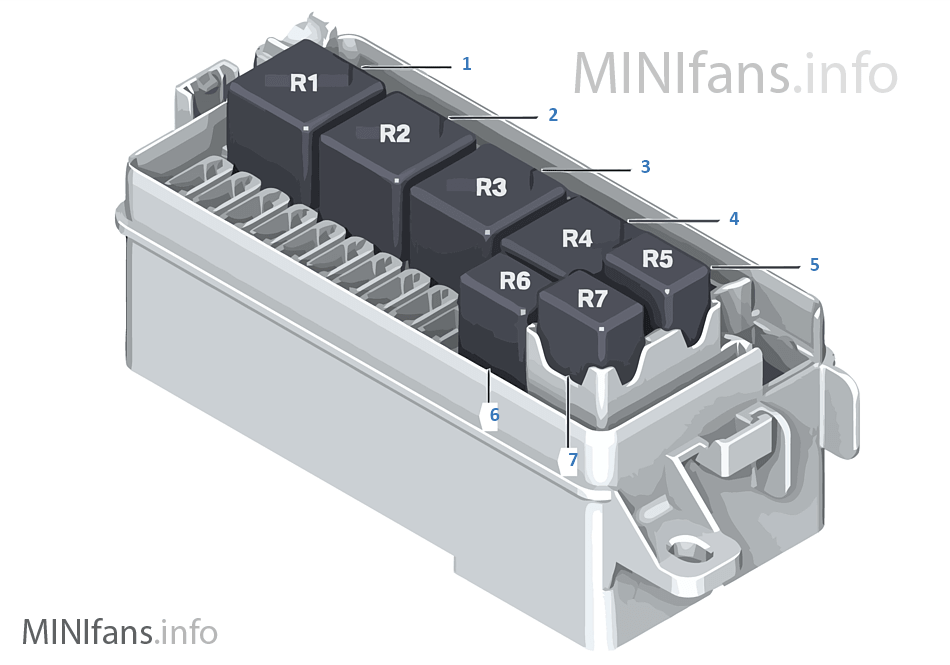 Relay positioning, engine compartment