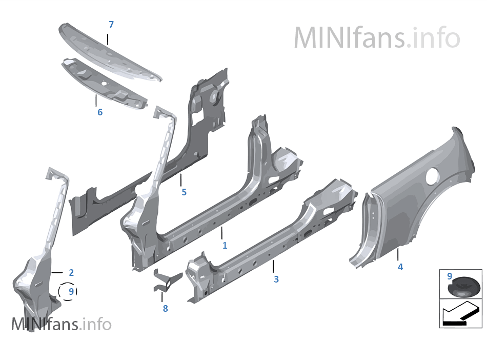 SINGLE COMPONENTS FOR BODY-SIDE FRAME