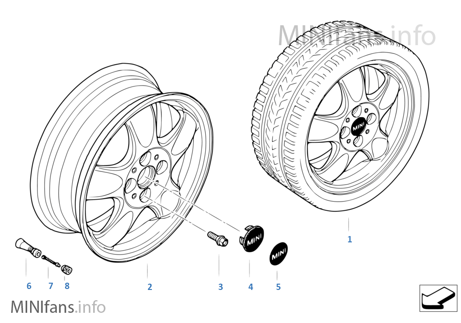 MINI alloy wheel, 5-start spooler 100
