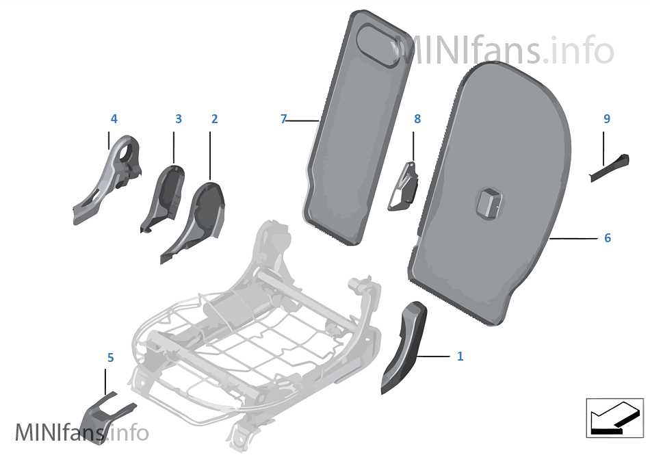 Seat, rear, seat trim covers