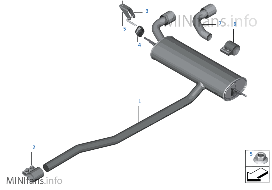 Exhaust system, rear