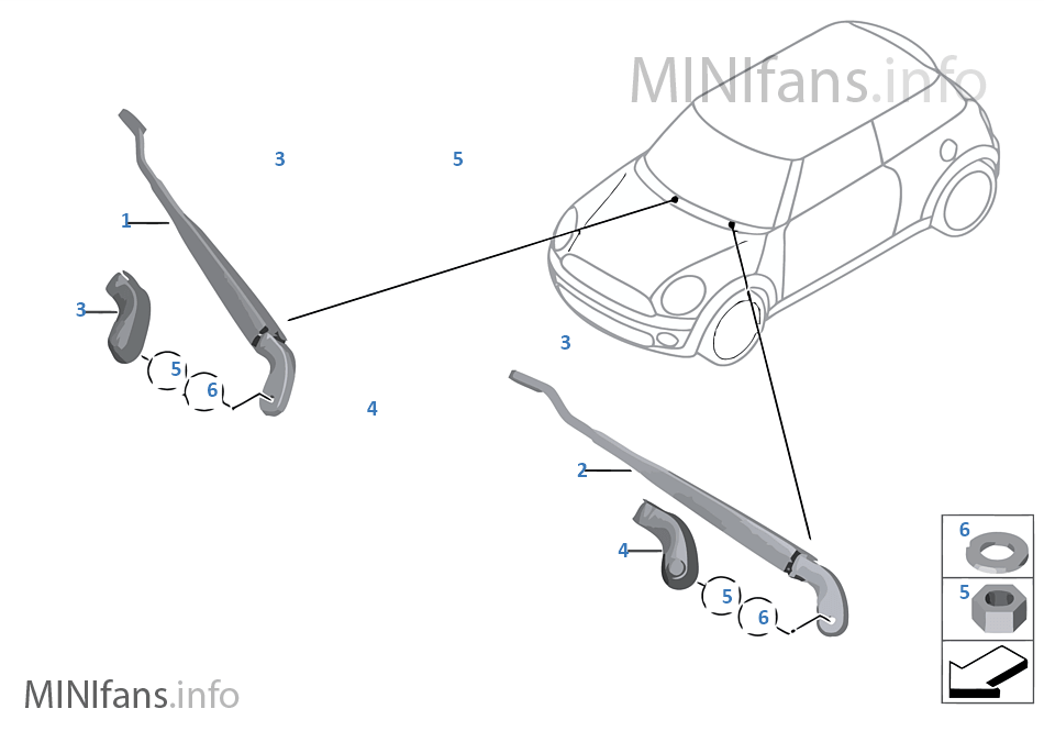 SINGLE COMPONENTS FOR WIPER ARM
