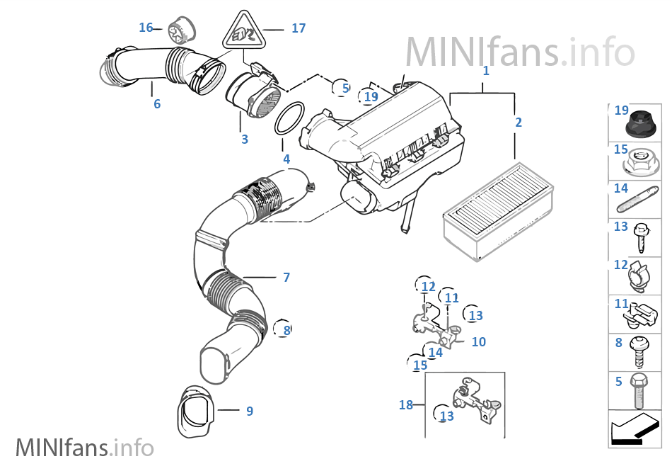 Intake muffler/Filter cartridge/HFM