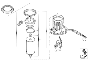 Fuel filter with fuel level sensor right