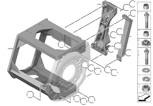 Support frame with mounting parts