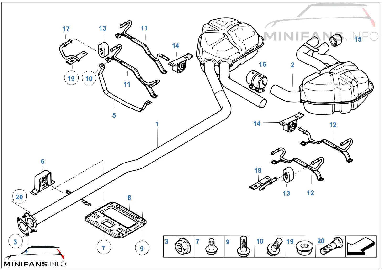 Exhaust system, rear