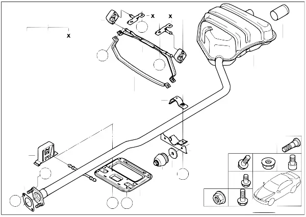 Exhaust system, rear