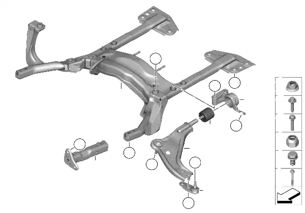 Front axle support/wishbone