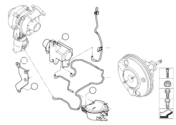 Commande a depression-moteur-turbo comp.