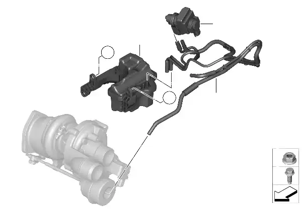 Commande a depression-moteur-turbo comp.