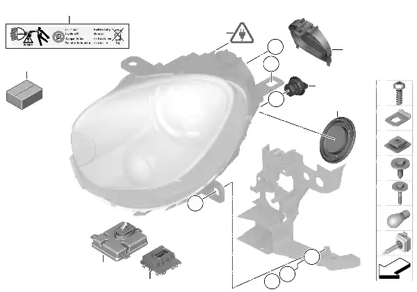 Afzonderlijke onderdelen koplamp xenon