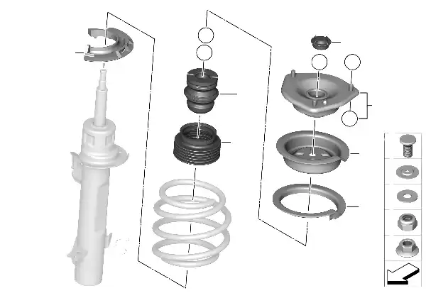 Guide support/spring pad/attaching parts