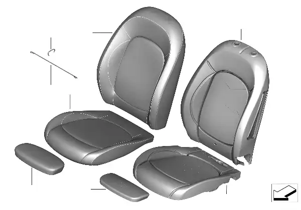Seat front, upholstery & cover base seat