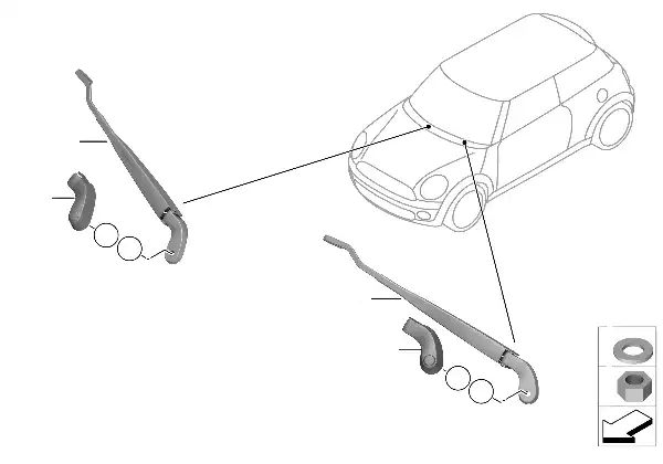 Single components for wiper arm