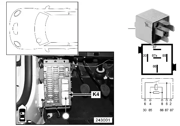 Relay for heater blower K4