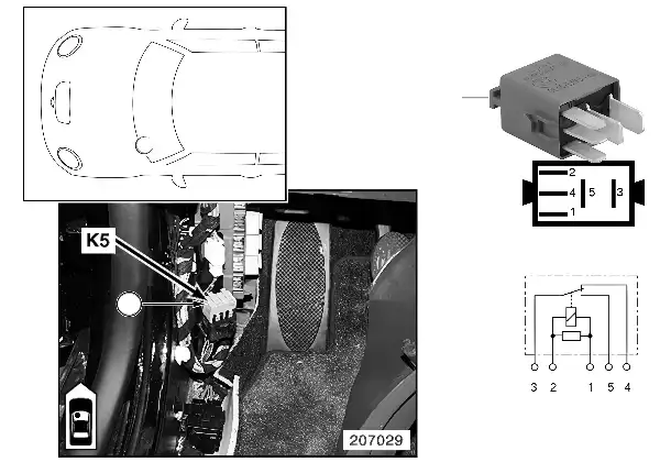 Relay for windshield washer pump K5