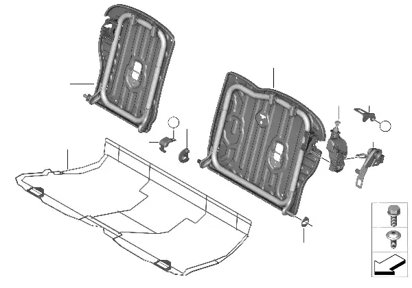 Seat, rear, seat frame, load-through