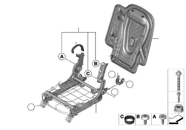 Achterbank zittingframe neerklapbaar